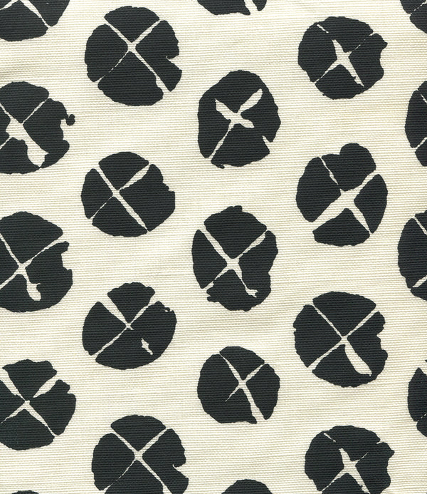 Obi Ii Black on Tint Screen Printed - Off-White Fabric | China Seas