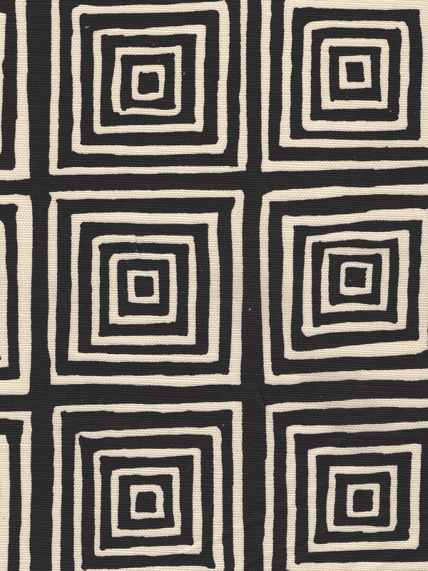 Ziggurat Reverse Black on Tint Screen Printed - White Fabric | China Seas