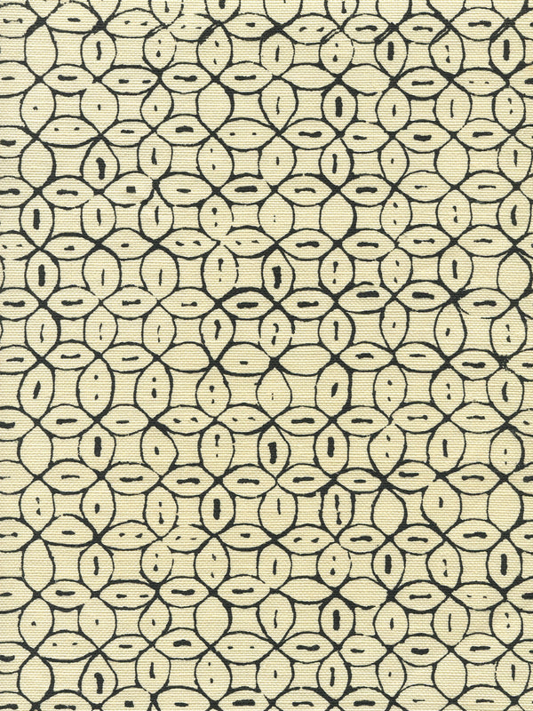Melong Batik Black on Tint Screen Printed - Cream Fabric | China Seas