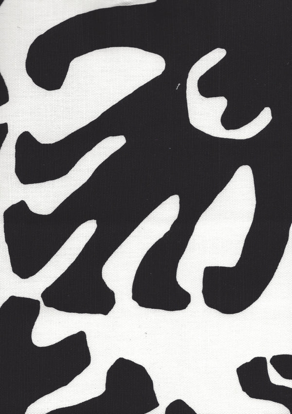 Sigourney Black on White Screen Printed - White Fabric | China Seas