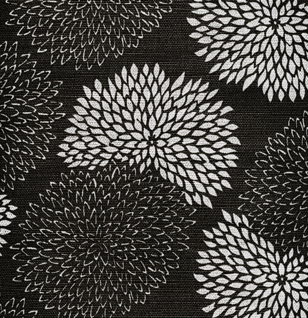 New Chrysanthemum Reverse Black on White Screen Printed Fabric | China Seas