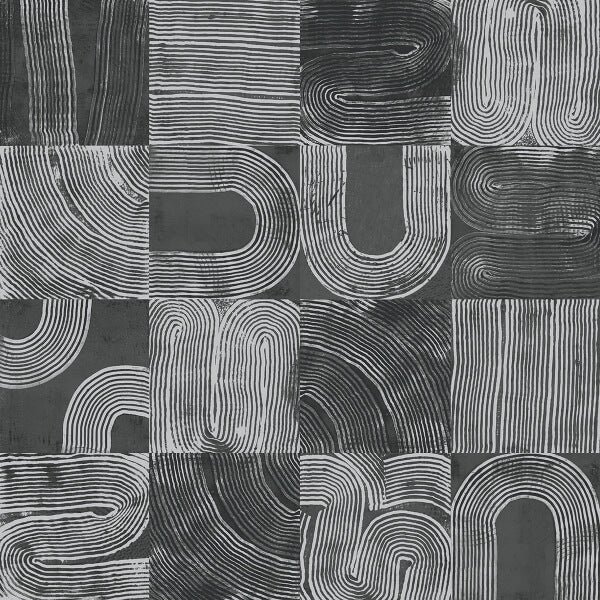 Black Vaughn Geometric Peel and Stick Wallcovering | Jeffrey Stevens - Image 2