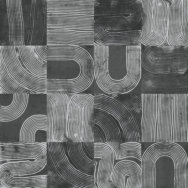 Black Vaughn Geometric Peel and Stick Wallcovering | Jeffrey Stevens