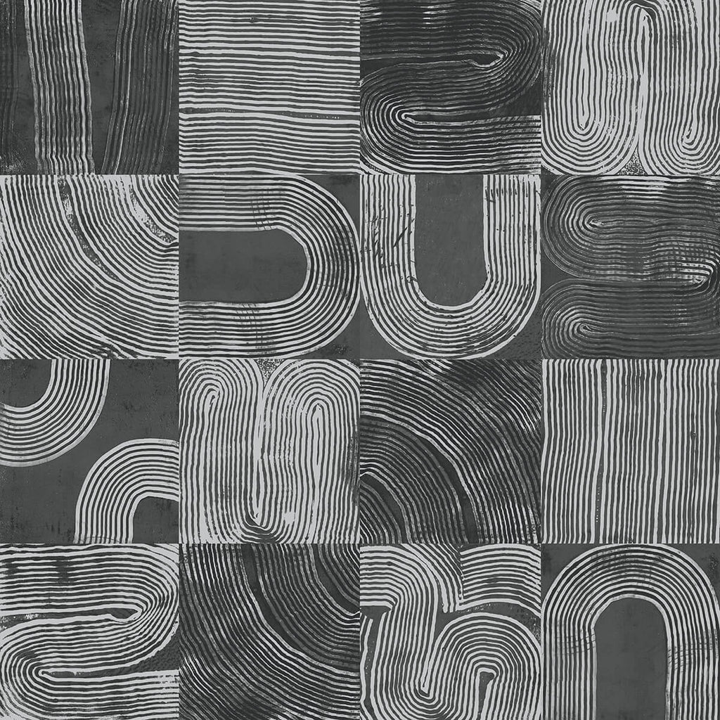 Black Vaughn Geometric Peel and Stick Wallcovering | Jeffrey Stevens - Image 1