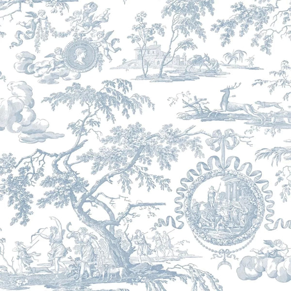 Chasse de Diane Toile, Bleu Wallcoverings | Charles Burger
