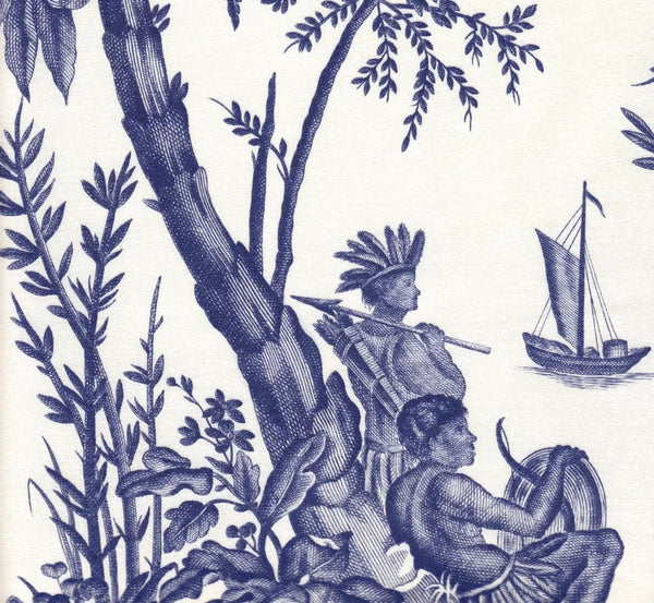 Lafayette Toile, Bleu Wallcoverings | Charles Burger