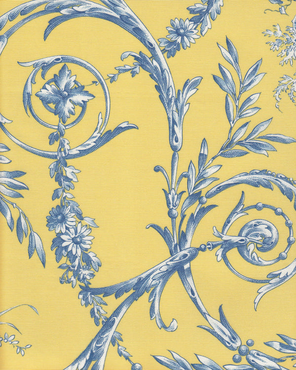 Diva Poplin, Bleu Jaune Wallcoverings | Charles Burger