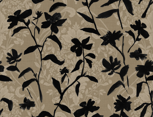 Blooming Damask Black Wallcovering | Tres Tintas