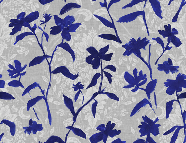 Blooming Damask Blue Wallcovering | Tres Tintas