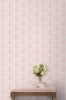 Blooming Heirloom Strawberry Macaron Rose Stripe Peel and Stick Wallcovering | Jeffrey Stevens - Image 2
