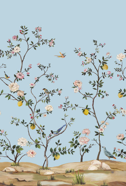 Blossom Mural - Sky Blue Wallcovering | Phillipe Romano