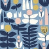 Blue A Bit Of Folk Flower Peel and Stick Wallcovering | Jeffrey Stevens - Image 2