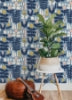Blue A Bit Of Folk Flower Peel and Stick Wallcovering | Jeffrey Stevens - Image 3