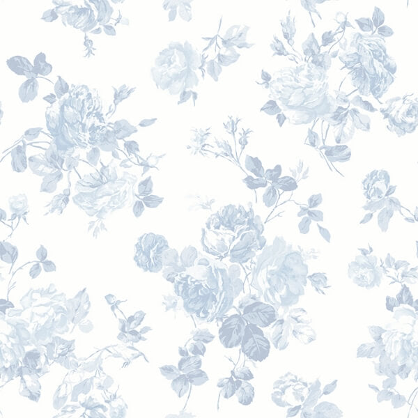 Blue Bella Ribbon Everblooming Rosettes Peel and Stick Wallcovering | Jeffrey Stevens