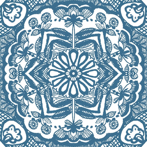 Blue Erina Peel and Stick Floor Tiles | Jeffrey Stevens