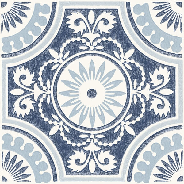 Blue Ezra Peel and Stick Floor Tiles | Jeffrey Stevens