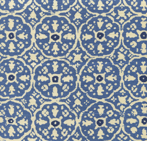 Nitik II Blue Flores Blue on Tint Screen Printed Fabric | China Seas
