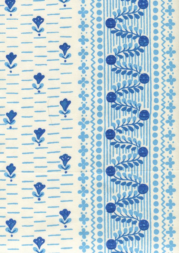 Links II, Blue New Blue on Cotton Sateen Wallcoverings | Quadrille