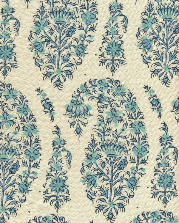Blue on Cream Linen Wallcoverings | Home Couture