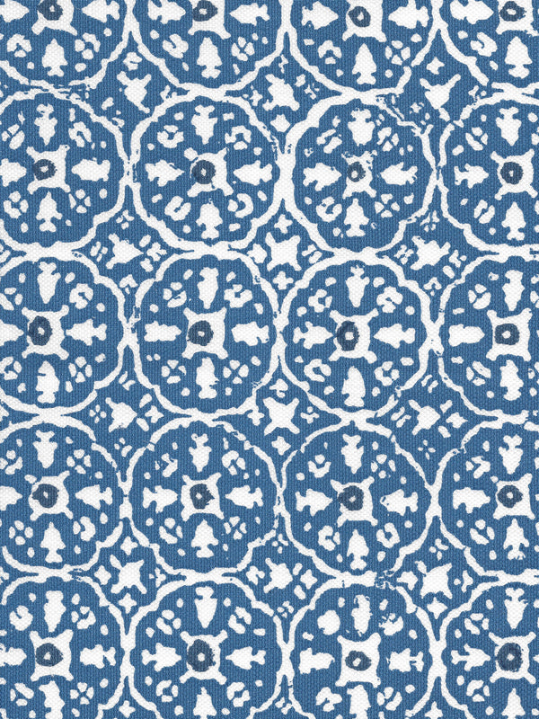 Nitik II Blue Floresblue on White Screen Printed | China Seas
