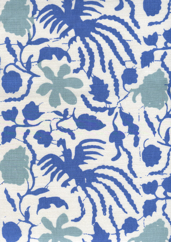 Seya Blue Sky on White Screen Printed - White Fabric | China Seas