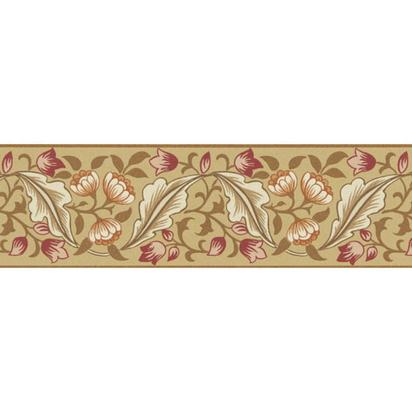 Bluebell & Peony Border Gold/Madder | Morris & Co.