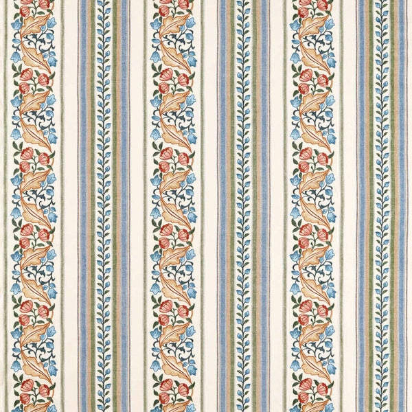 Bluebell & Peony Embroidery Rose/Woad | Morris & Co.