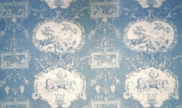 Neptune Toile, Blue-Lavande Wallcoverings | Charles Burger