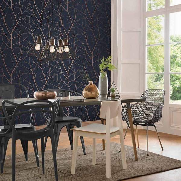 Boreas Midnight Architectural Wallcovering | Graham & Brown