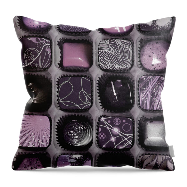 Box of Purple Chocolates - Throw Pillow