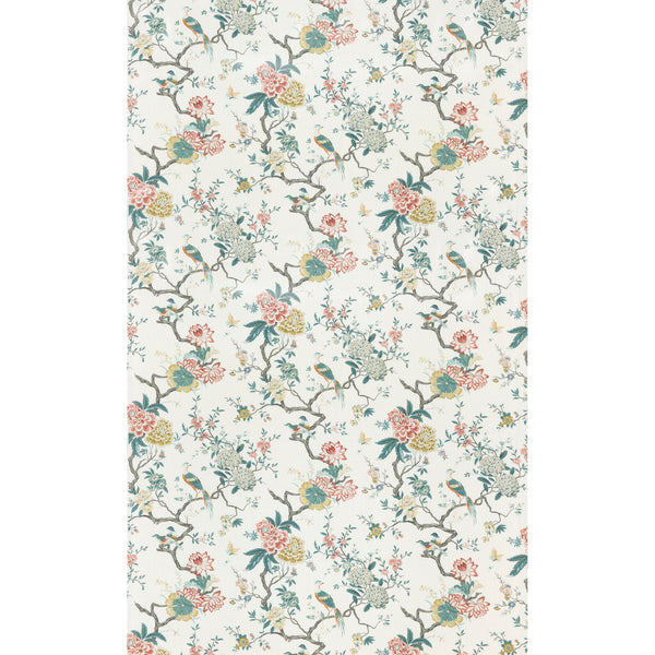 Oriental Bird Signature - Teal White By G P & J Baker | Signature Prints |Botanical & Floral Flora & Fauna Multipurpose Print