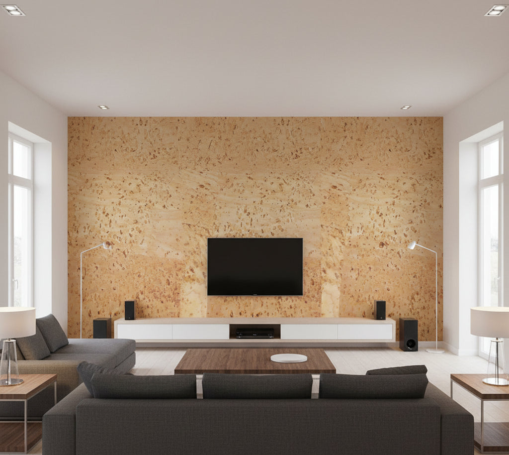 Braga Cork Natural | Phillipe Romano - living room room setting