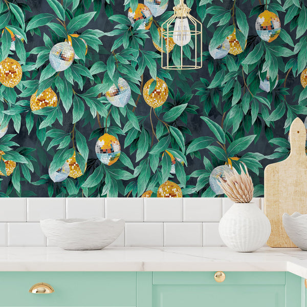 Disco Lemons Cotton - Beige Wallcovering | Brand McKenzie