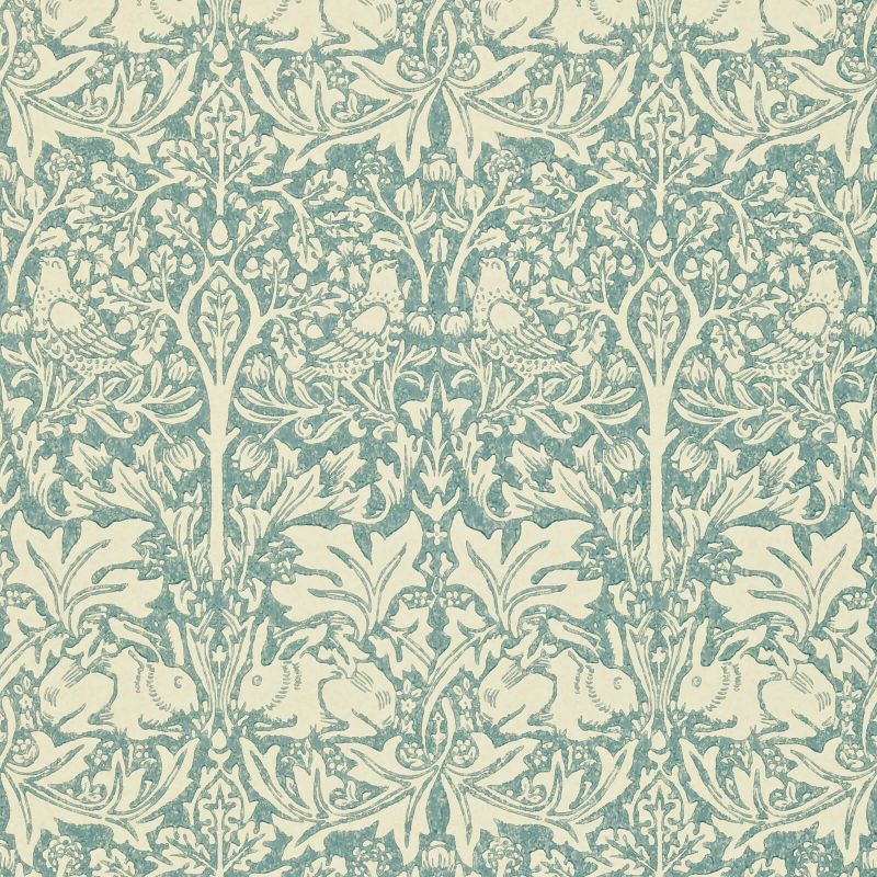 Brer Rabbit Wallpaper Blue Green  | William Morris
