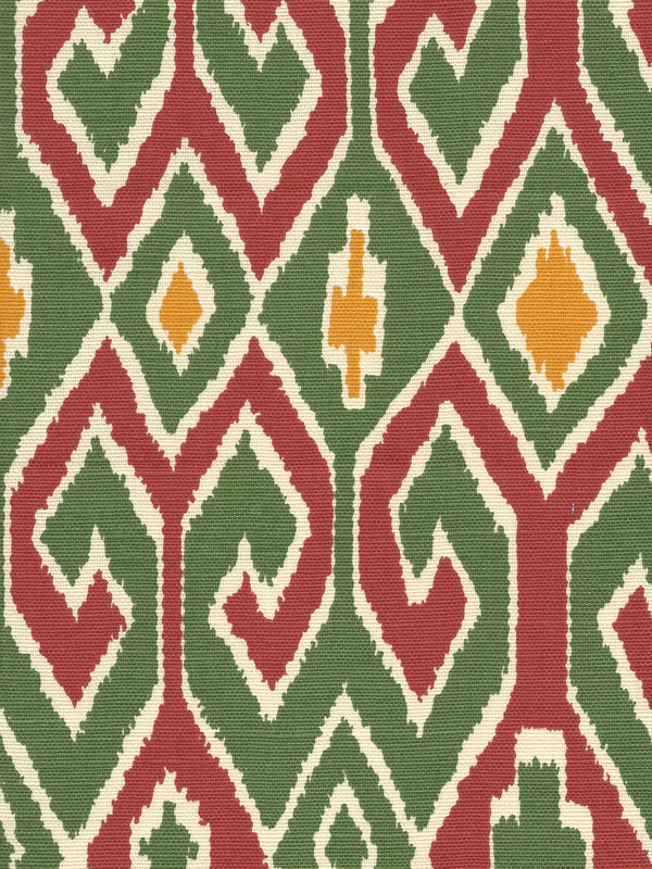 Aquarius Brique Leaf Yellow on Cream Screen Printed Fabric | China Seas