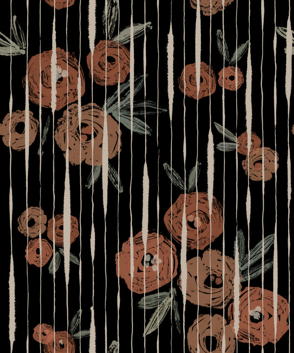 Broken Poppies Black Wallcovering | Tres Tintas