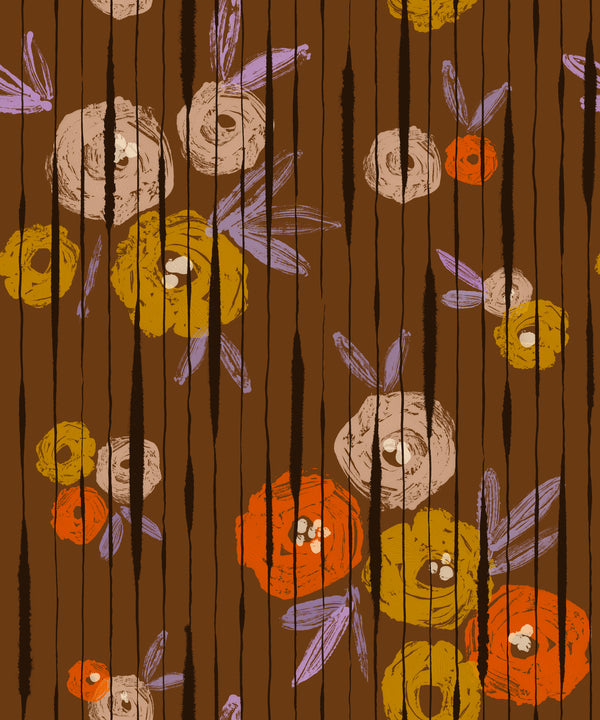 Broken Poppies Tobacco Wallcovering | Tres Tintas