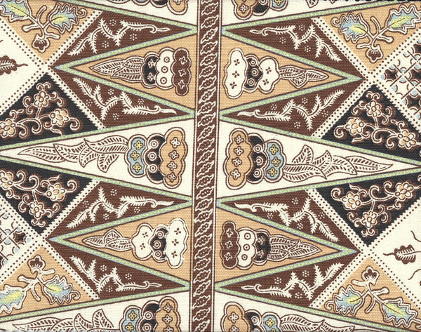 Malay Stripe Brown on Tinted Linen Cotton Screen Printed Fabric | China Seas