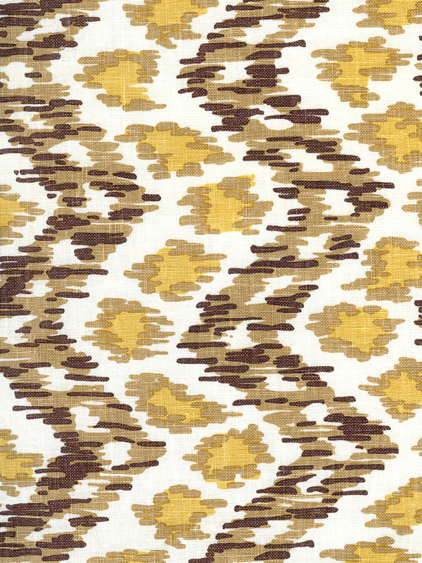Zizi Vertical Brown Camel Gold on Tint Screen Printed Fabric | China Seas