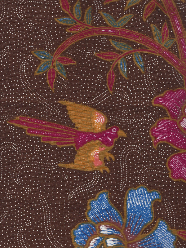 Lim Bamboo Ii Brown Multi Screen Printed - White Fabric | China Seas