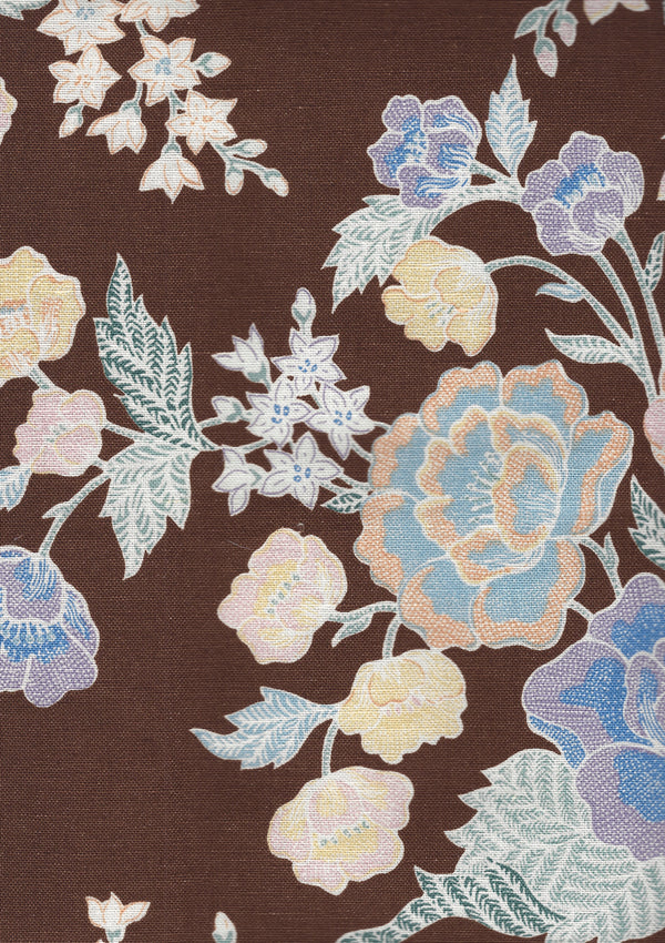 Macao Ii Brown Multi Screen Printed - White Fabric | China Seas
