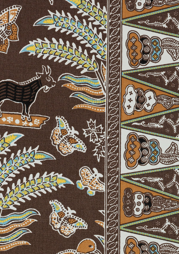 Brown Multi on White Suncloth Wallcoverings | Suncloth