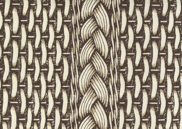 Newport Rattan Brown on Tint Screen Printed - White Fabric | China Seas