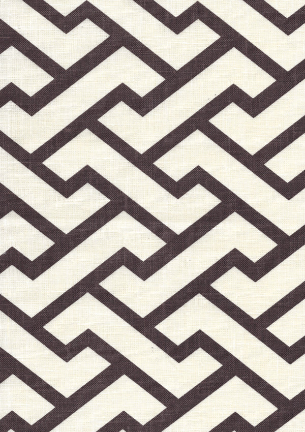 Aga Brown on Tint Screen Printed - Off-White Fabric | China Seas