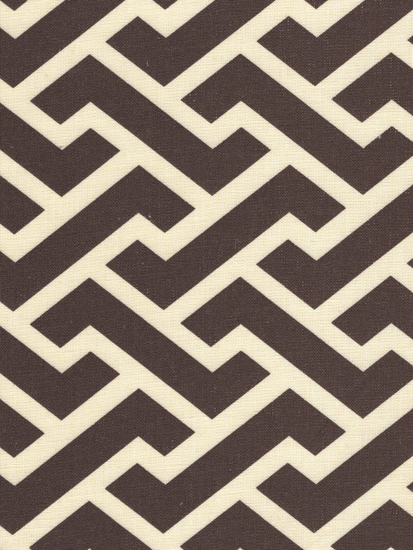 Aga Reverse Brown on Tint Screen Printed - Off-White Fabric | China Seas