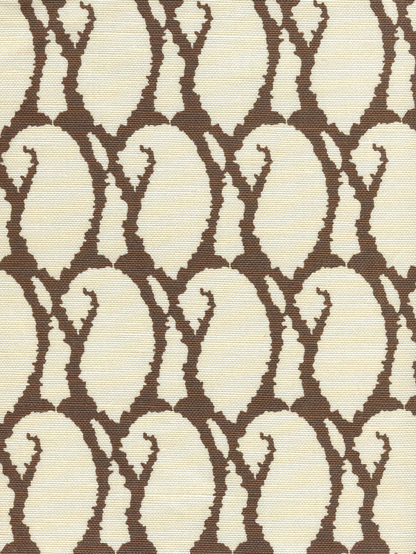 Carna Brown on Tint Screen Printed - Off-White Fabric | China Seas