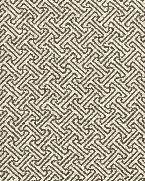 Java Petite Brown on Tint Screen Printed - White Fabric | China Seas