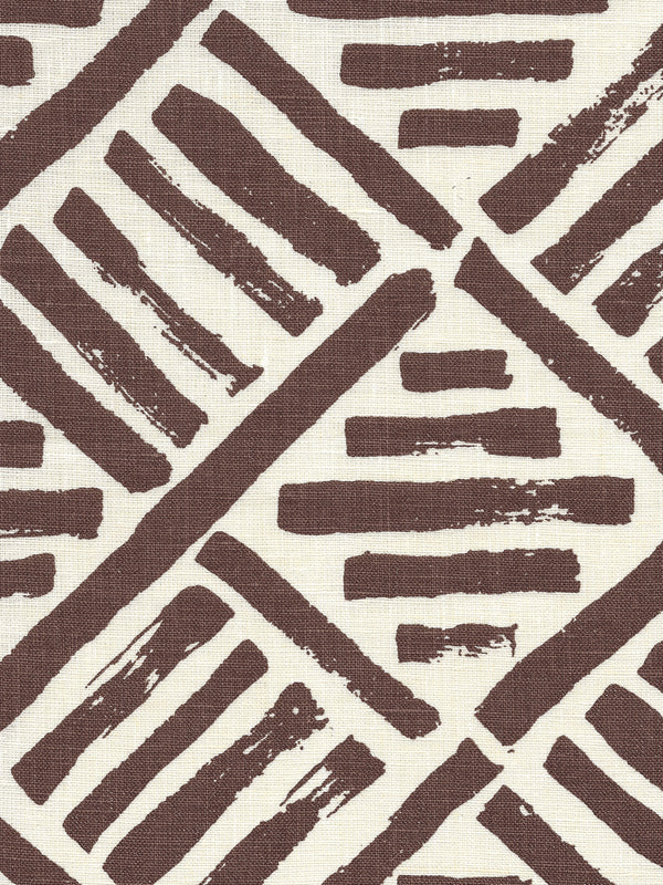 Macoco Ii Brown on Tint Screen Printed - White Fabric | China Seas