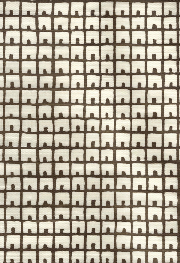 Fez Background Brown on Tint Screen Printed - Light Gray Fabric | China Seas