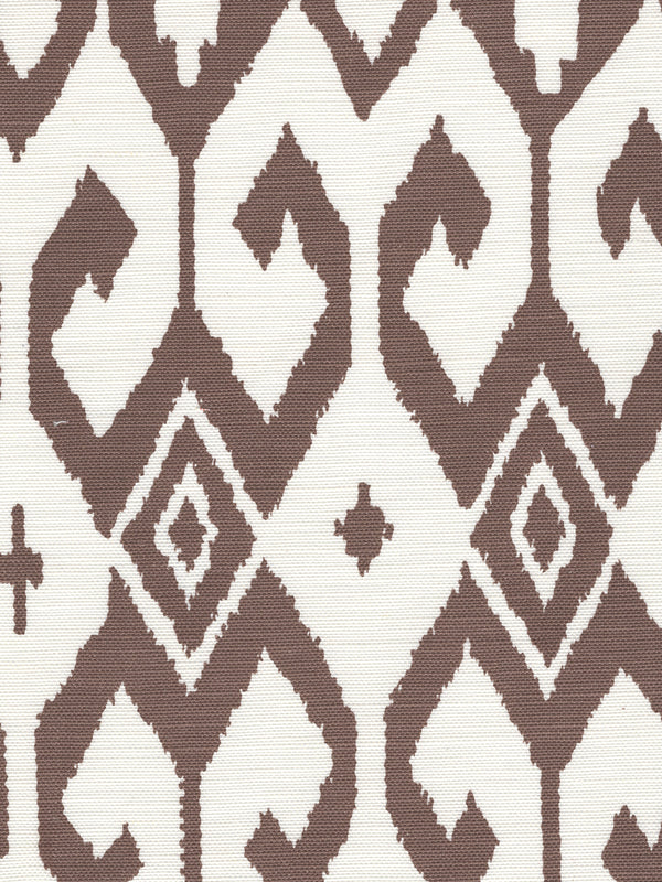 Aqua Ii Brown on White Screen Printed - White Fabric | China Seas